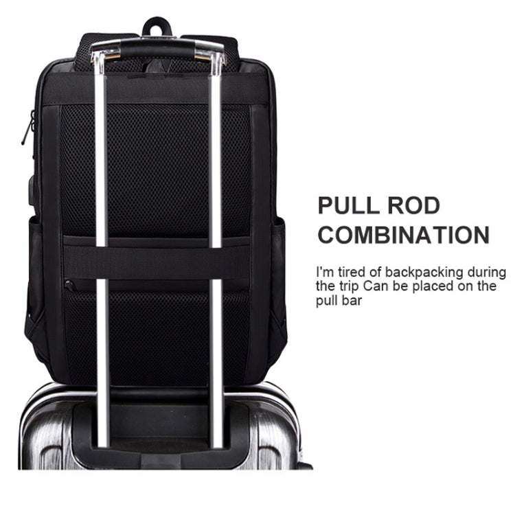 Polyester Waterproof Laptop Backpack for Below 15 inch Laptops, with USB Interface Trunk Trolley Strap