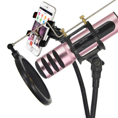 BGN-C7 Condenser Microphone Dual Mobile Phone Karaoke Live Singing Microphone Built-in Sound Card