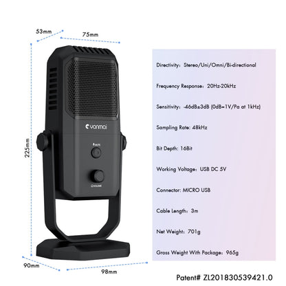 Yanmai SF-900 Multi-function Four Directivity Studio Recording Condenser Microphone with Desktop Stand