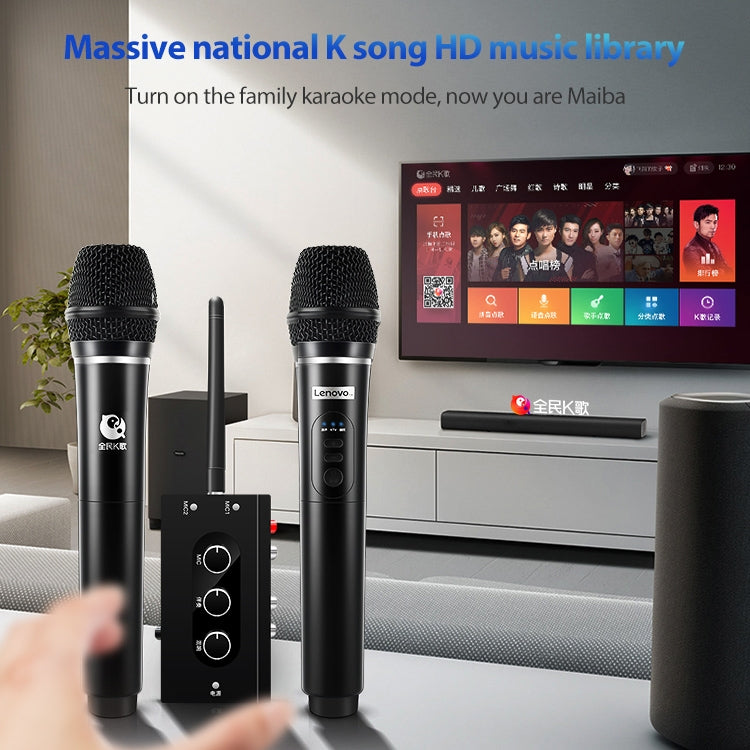 Original Lenovo TW01C TV K Song Dual Wireless Microphone with Sound Card Set