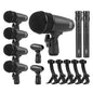 XTUGA MI7-A 7-Piece Wired Dynamic Drum Mic Kit Kick Bass Tom/Snare Cymbals Microphone Set, MI7-A