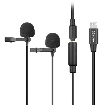 BOYA BY-M2D 8 Pin Interface Omnidirectional Lavalier Bimitral Head Digital Microphone, Length: 6m, BY-M2D