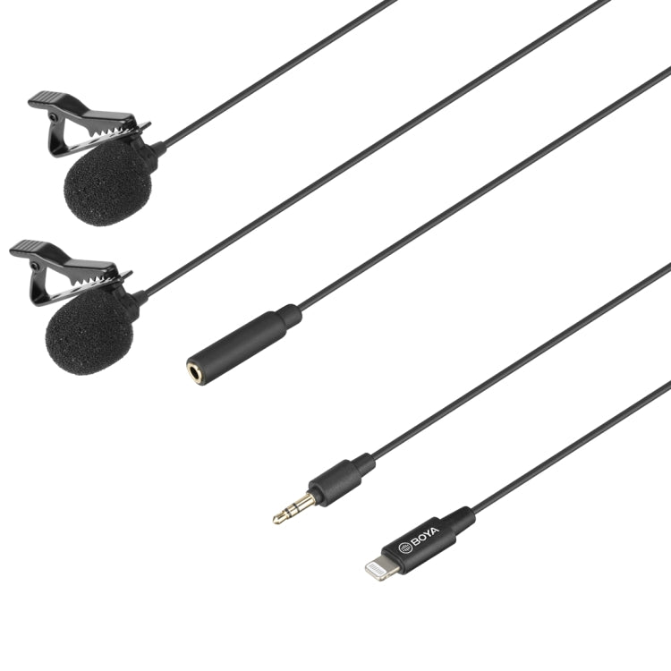 BOYA BY-M2D 8 Pin Interface Omnidirectional Lavalier Bimitral Head Digital Microphone, Length: 6m, BY-M2D