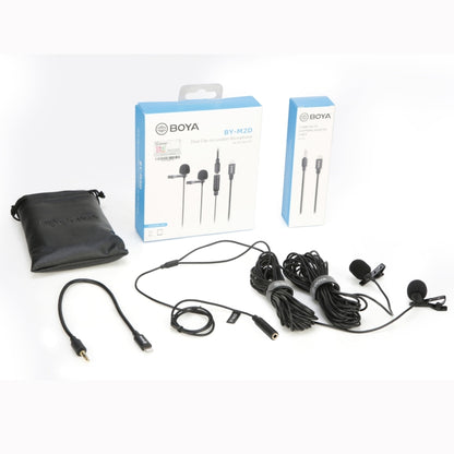 BOYA BY-M2D 8 Pin Interface Omnidirectional Lavalier Bimitral Head Digital Microphone, Length: 6m, BY-M2D