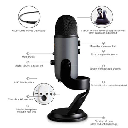 Logitech Blue Yeti USB Condenser Microphone, Blue Yeti(Black), Blue Yeti(Blue), Blue Yeti(Silver)