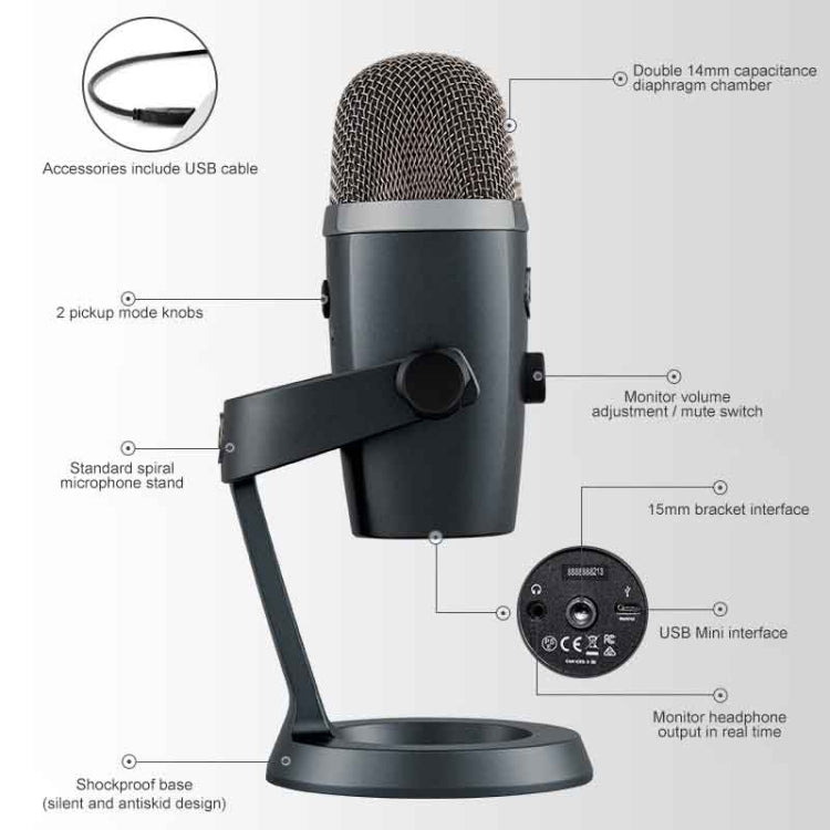 Logitech Blue Yeti Nano Condenser Digital USB Live Broadcast Microphone, Blue Yeti Nano