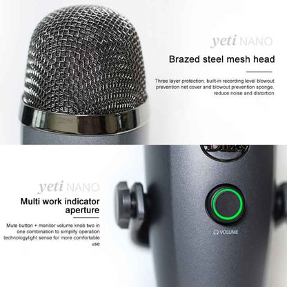 Logitech Blue Yeti Nano Condenser Digital USB Live Broadcast Microphone, Blue Yeti Nano