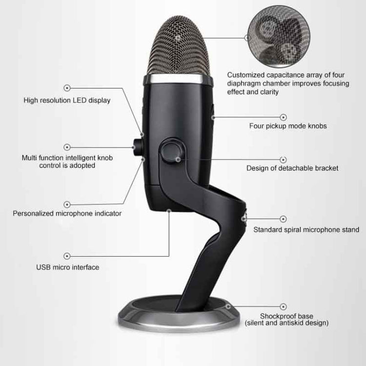 Logitech Blue Yeti X Condenser USB Recording Live Broadcast Microphone, Blue Yeti X