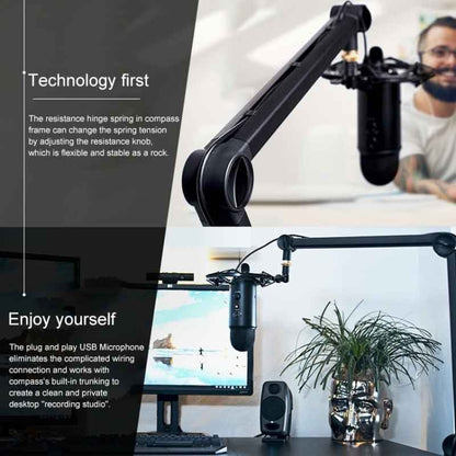 Logitech Blue Yeticaster USB Microphone + Shockproof Mount + Clip-on Cantilever Bracket Live Broadcast Set, Blue Yeticaster