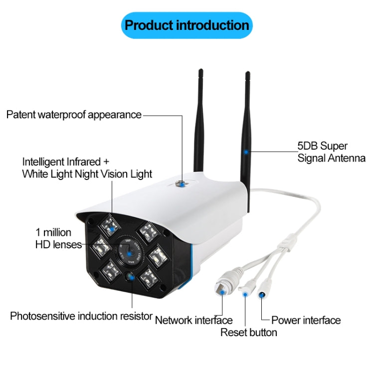 J-06 Indoor and Outdoor 1.0MP Wireless Wifi IP IR Camera, Support Infrared Night Vision / Motion Detection / TF Card (64GB Max), IR Distance: 50m, J-06