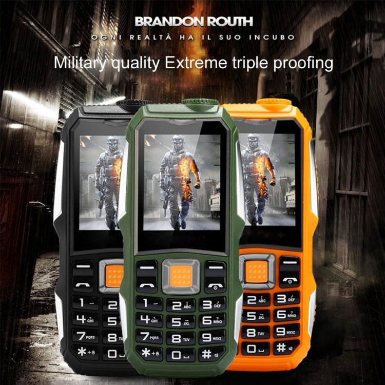 Waterproof Shockproof Dustproof, 3800mAh Battery, 1.8 inch, 21 Keys, LED Flashlight, FM, Dual SIM