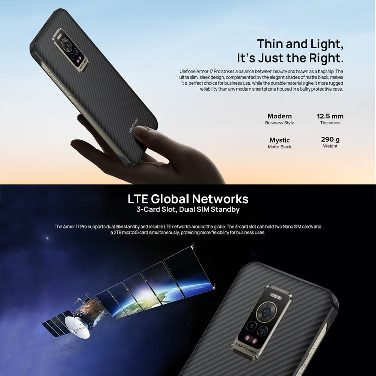 Dual Back Cameras, IP68/IP69K Waterproof Dustproof Shockproof, Side Fingerprint Identification, 6.58 inch Android 12 MediaTek Helio G99 MT6789 Octa Core up to 2.2GHz, Network: 4G, OTG, NFC, Global Version with Google Play, Armor 17 Pro