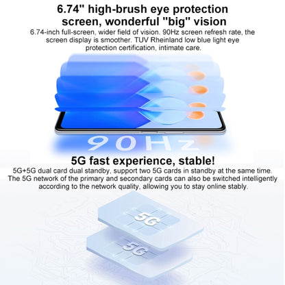 Triple Back Cameras, Side Fingerprint Identification, 5000mAh Battery, 6.74 inch Magic UI 5.0 (Android 11) MediaTek Dimensity 700 Octa Core up to 2.2GHz, Network: 5G, OTG, Not Support Google Play, 8GB+256GB