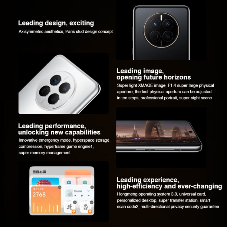 Dual Back Cameras, In-screen Fingerprint Identification, 6.7 inch HarmonyOS 3.0 Qualcomm Snapdragon 778G 4G Octa Core up to 2.42GHz, Network: 4G, OTG, NFC, Not Support Google Play, Mate 50E 128GB