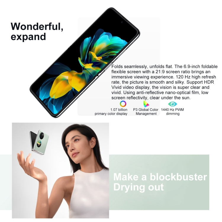 Dual Back Cameras, Side Fingerprint Identification, 6.9 inch + 1.04 inch HarmonyOS 3.0 Snapdragon 778G Octa Core up to 2.42GHz, Network: 4G, OTG, NFC, Not Support Google Play, 256GB Pink, 256GB Gold, 256GB Blue, 256GB Mint Green, 256GB Obsidian Black