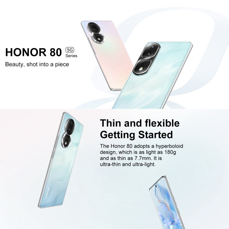 Triple Back Cameras, Screen Fingerprint Identification, 6.67 inch Magic UI 7.0 Qualcomm Snapdragon 782G Octa Core up to  2.7GHz, Network: 5G, OTG, NFC, Not Support Google Play, Honor 80 5G, 12GB+256GB