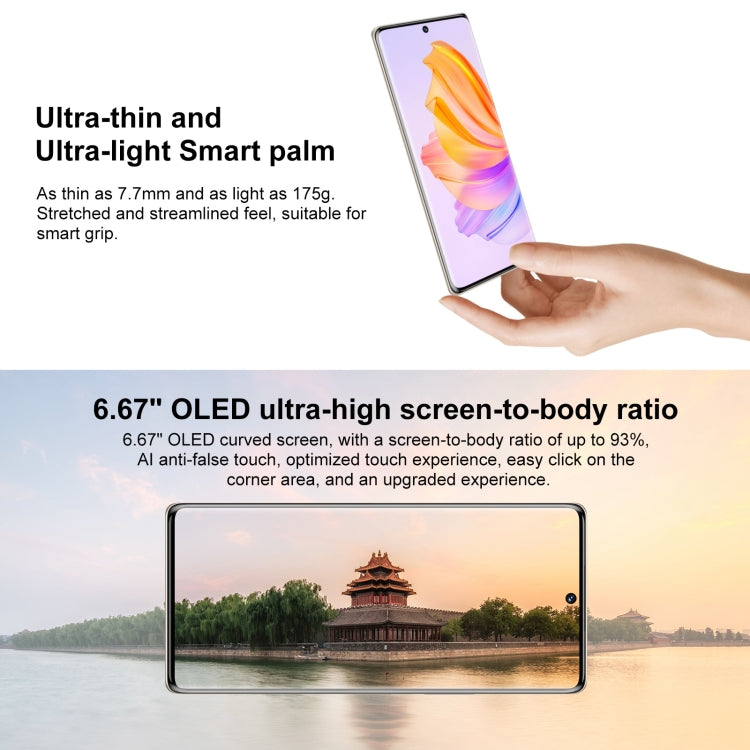 Triple Back Cameras, Screen Fingerprint Identification, 6.67 inch Magic OS 7.0 Android 12 Dimensity 900 MT6877 Octa Core up to 2.4GHz, Network: 5G, OTG, Not Support Google Play, 8GB+256GB