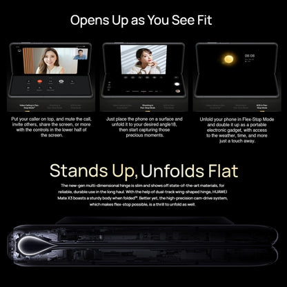 Triple Cameras, Face ID & Side Fingerprint Identification, 5060mAh Battery, 7.85 inch + 6.4 inch Screen, HarmonyOS 3.1 Snapdragon 8+ 4G Octa Core up to 3.2GHz, Network: 4G, OTG, NFC, Not Support Google Play, 1TB