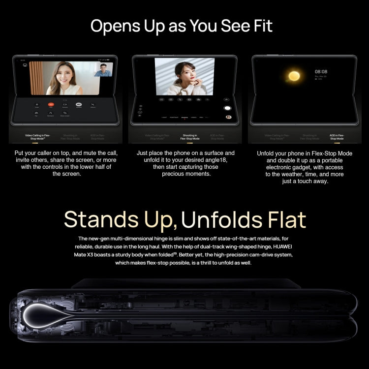 Triple Cameras, Face ID & Side Fingerprint Identification, 4800mAh Battery, 7.85 inch + 6.4 inch Screen, HarmonyOS 3.1 Snapdragon 8+ 4G Octa Core up to 3.2GHz, Network: 4G, OTG, NFC, Not Support Google Play, 512GB