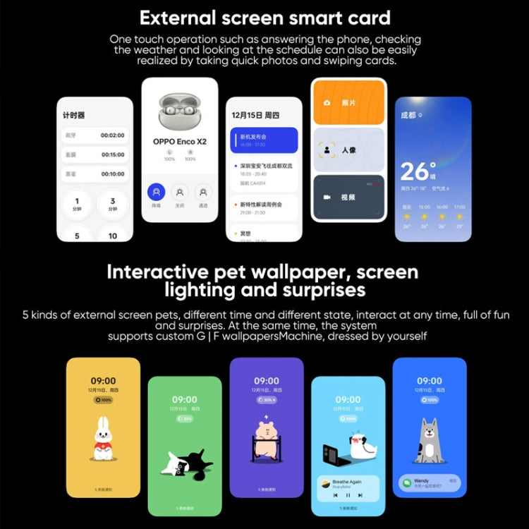 Dual Rear Cameras, Face ID & Side Fingerprint Identification, 6.8 inch + 3.26 inch Screen, ColorOS 13 Dimensity 9000+ Octa Core up to 3.2GHz, Support Google Play, 8GB+256GB
