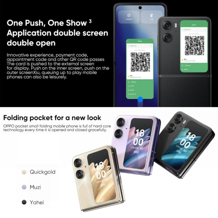 Dual Rear Cameras, Face ID & Side Fingerprint Identification, 6.8 inch + 3.26 inch Screen, ColorOS 13 Dimensity 9000+ Octa Core up to 3.2GHz, Support Google Play, 8GB+256GB