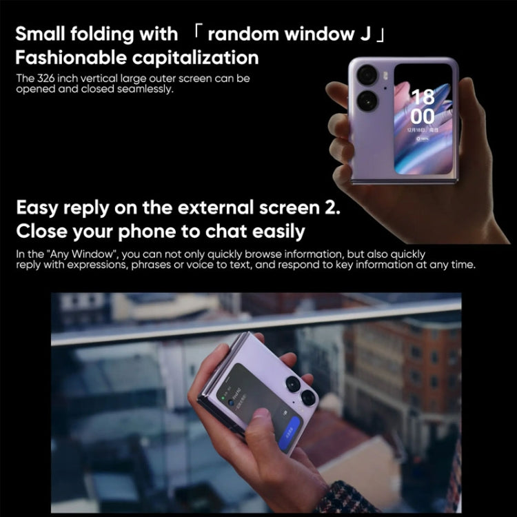 Dual Rear Cameras, Face ID & Side Fingerprint Identification, 6.8 inch + 3.26 inch Screen, ColorOS 13 Dimensity 9000+ Octa Core up to 3.2GHz, Support Google Play, 16GB+512GB
