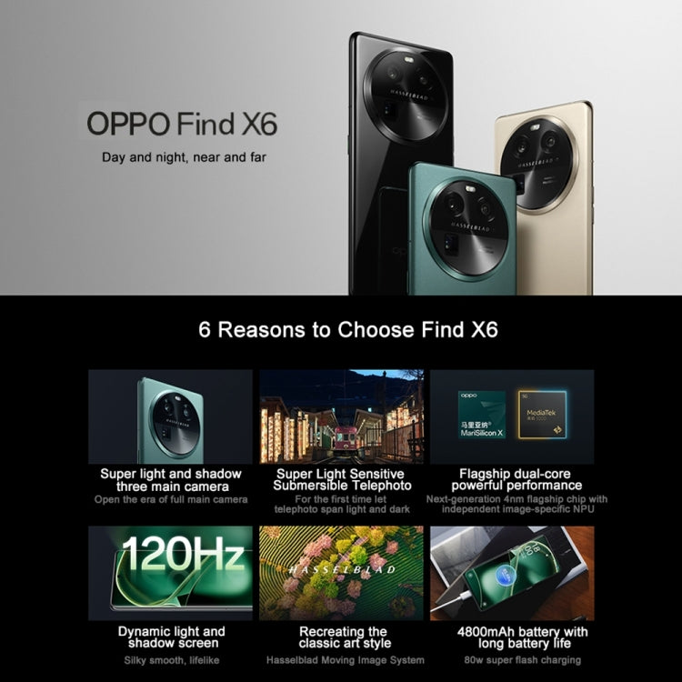 Triple Rear Cameras, 6.74 inch ColorOS 13.1 Dimensity 9200 Octa Core up to 3.05GHz, Network: 5G, Support Google Play, 16GB+512GB, Find X6 16GB+512GB