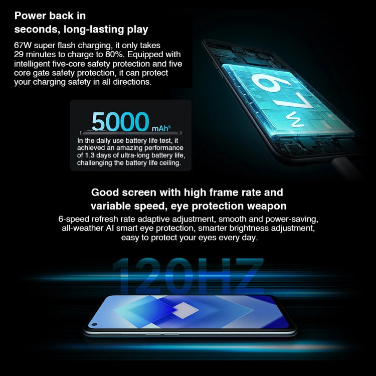 Triple Rear Cameras, Side Fingerprint Identification, 6.59 inch ColorOS 12.1 Dimensity 8000-MAX Octa Core up to 2.75Ghz, Network: 5G, Support Google Play, 8GB+256GB