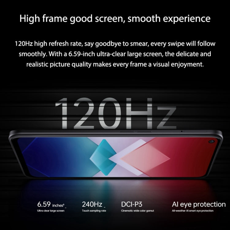 Triple Rear Cameras, Side Fingerprint Identification, 6.59 inch ColorOS 12.1 Qualcomm Snapdragon 695 Octa Core up to 2.2GHz, Network: 5G, Support Google Play, 8GB+128GB