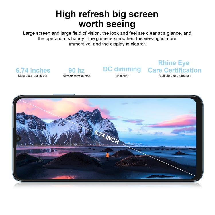 Dual Back Cameras, Side Fingerprint Identification, 6000mAh Battery, 6.74inch Magic UI 6.1 / Android 12  Dimensity 6020 Octa Core, Network: 5G, OTG, Not Support Google Play, 8GB+128GB