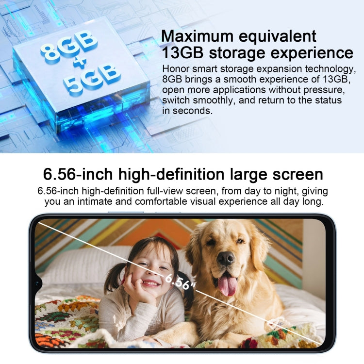 Face ID & Side Fingerprint Identification, 5200mAh, 6.56 inch MagicOS 7.1 / Android 13 Qualcomm Snapdragon 480 Plus Octa Core up to 2.2GHz, Network: 5G, Not Support Google Play, 6GB+128GB