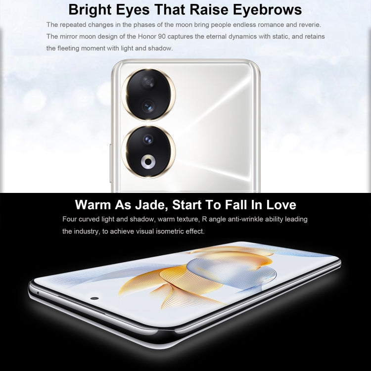 Triple Back Cameras, Screen Fingerprint Identification, 6.7 inch Magic UI 7.1 Android 13 Qualcomm Snapdragon 7 Gen 1 Accelerated Edition Octa Core up to 2.5GHz, Network: 5G, OTG, NFC, Not Support Google Play, Honor 90 5G 12GB+256GB