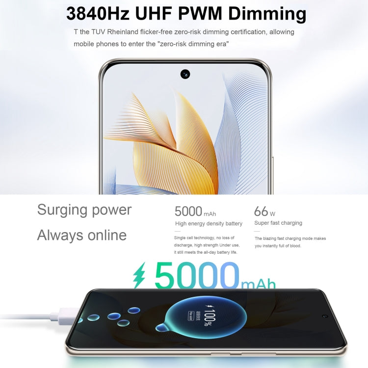Triple Back Cameras, Screen Fingerprint Identification, 6.7 inch Magic UI 7.1 Android 13 Qualcomm Snapdragon 7 Gen 1 Accelerated Edition Octa Core up to 2.5GHz, Network: 5G, OTG, NFC, Not Support Google Play, Honor 90 5G 12GB+256GB