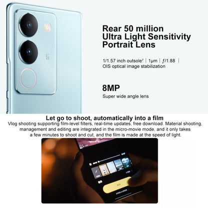 Triple Back Cameras, Srceen Fingerprint Identification, 4600mAh Battery, 6.78 inch Android 13 OriginOS 3 Snapdragon 778G+ Octa Core up to 2.5GHz, OTG, NFC, Network: 5G, 8GB+ 256GB