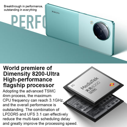 Triple Back Cameras + Dual Front Cameras, In-screen Fingerprint Identification, 4500mAh Battery, 6.55 inch MIUI 14 Dimensity 8200-Ultra Octa Core 4nm up to 3.1GHz, Network: 5G, NFC, 12GB+256GB