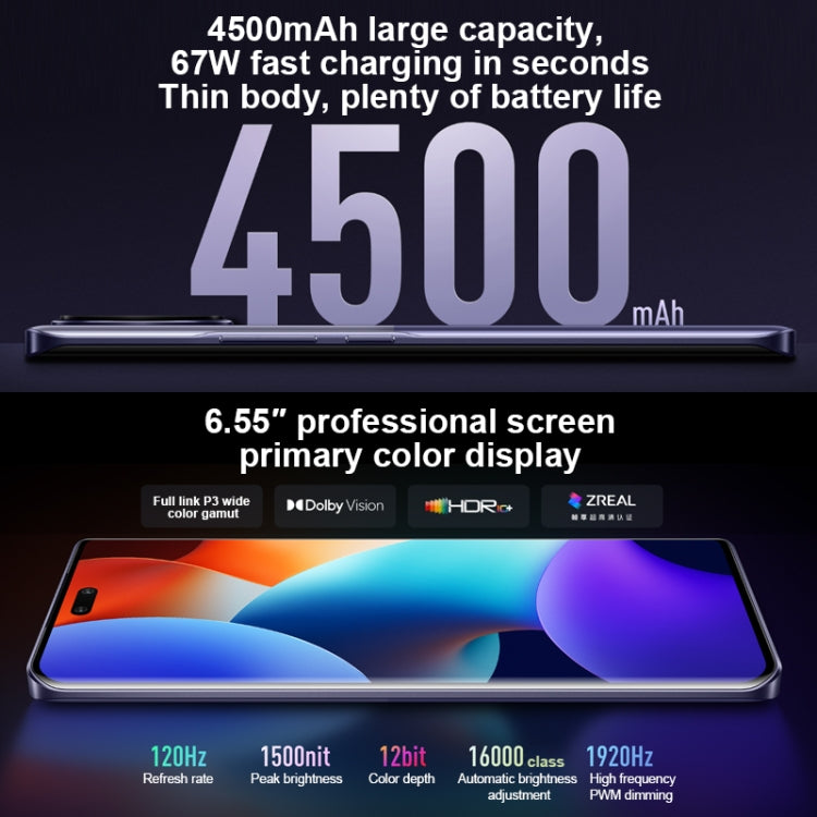 Triple Back Cameras + Dual Front Cameras, In-screen Fingerprint Identification, 4500mAh Battery, 6.55 inch MIUI 14 Dimensity 8200-Ultra Octa Core 4nm up to 3.1GHz, Network: 5G, NFC, 12GB+256GB