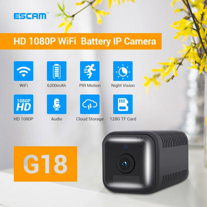 ESCAM G18 1080P Full HD Rechargeable Battery WiFi IP Camera, Support Night Vision / PIR Motion Detection / TF Card / Two Way Audio, G18