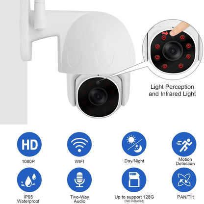 Tuya QX45 1080P Full HD IP65 Waterproof 2.4G Wireless IP Camera, Support Motion Detection & Two-way Audio & Night Vision & TF Card, AU Plug, Support Motion Detection