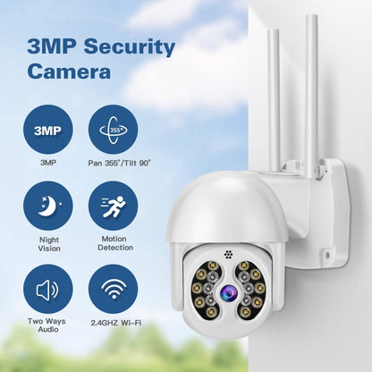 Tuya QX56 3.0 Million Pixels IP66 Waterproof 2.4G Wireless IP Camera, Support Motion Detection & Two-way Audio & Full Color Night Vision & TF Card, AU Plug, Support Motion Detection