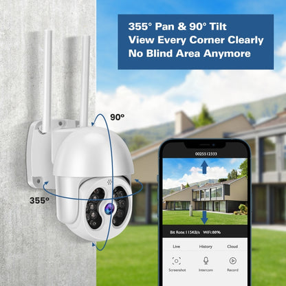 Tuya QX56 3.0 Million Pixels IP66 Waterproof 2.4G Wireless IP Camera, Support Motion Detection & Two-way Audio & Full Color Night Vision & TF Card, AU Plug, Support Motion Detection