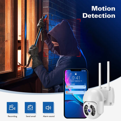 Tuya QX56 3.0 Million Pixels IP66 Waterproof 2.4G Wireless IP Camera, Support Motion Detection & Two-way Audio & Full Color Night Vision & TF Card, AU Plug, Support Motion Detection