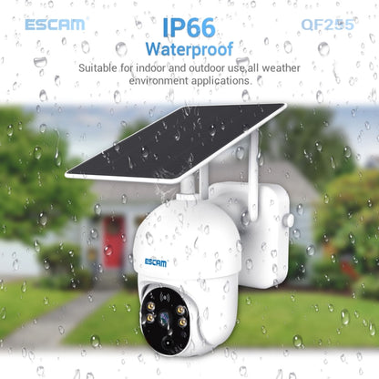 ESCAM QF255 2.0 Million Pixels 1080P HD WiFi Solar Camera, Support Two-way Voice & PIR Motion Detection & Night Vision & TF Card, QF255