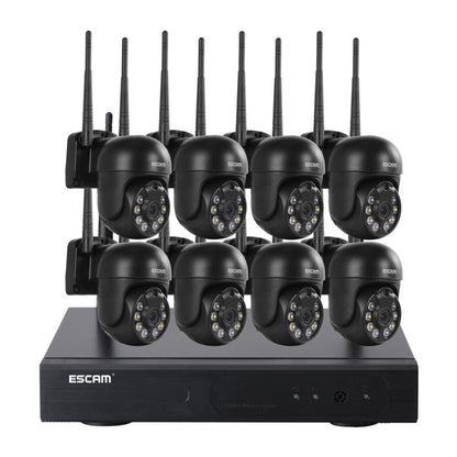 ESCAM WNK618 3.0 Million Pixels 8-channel Wireless Dome Camera HD NVR Security System, Support Motion Detection & Two-way Audio & Full-color Night Vision & TF Card, EU Plug, WNK618