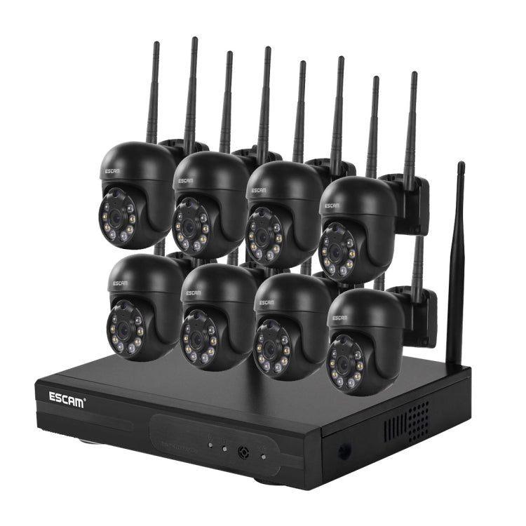 ESCAM WNK618 3.0 Million Pixels 8-channel Wireless Dome Camera HD NVR Security System, Support Motion Detection & Two-way Audio & Full-color Night Vision & TF Card, EU Plug, WNK618