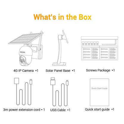 ESCAM QF450 HD 1080P 4G AU Version Solar Powered IP Camera with 128G Memory, Support Two-way Audio & PIR Motion Detection & Night Vision & TF Card, with 128G Memory