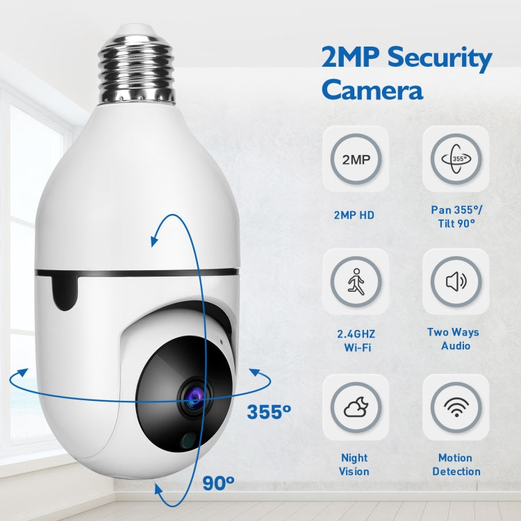 DP17 2.0 Million Pixels Single Light Source Smart Dual-band WiFi 1080P HD Outdoor Network Light Bulb Camera, Support Infrared Night Vision & Two-way Audio & Motion Detection & TF Card, DP17 Single Light Source