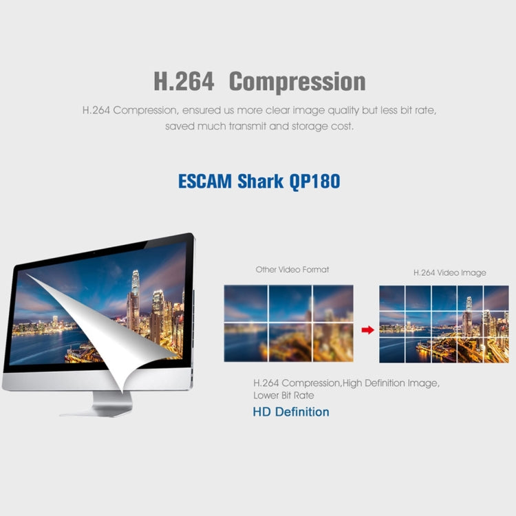 ESCAM Shark QP180 960P 360 Degrees Fisheye Lens 1.3MP WiFi IP Camera, Support Motion Detection / Night Vision, IR Distance: 10m, QP180