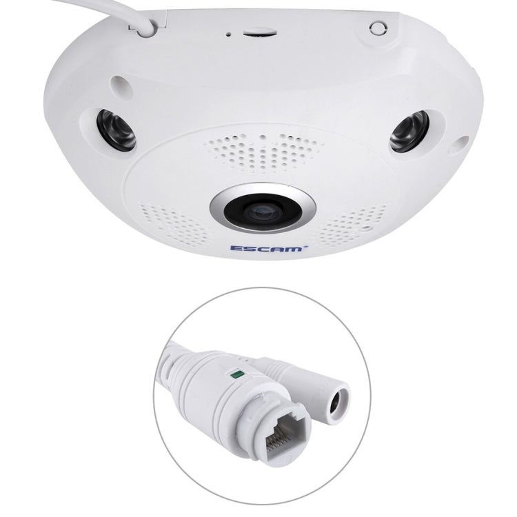 ESCAM Shark QP180 960P 360 Degrees Fisheye Lens 1.3MP WiFi IP Camera, Support Motion Detection / Night Vision, IR Distance: 10m, QP180