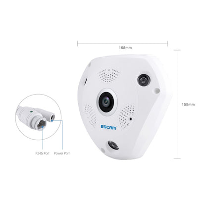 ESCAM Shark QP180 960P 360 Degrees Fisheye Lens 1.3MP WiFi IP Camera, Support Motion Detection / Night Vision, IR Distance: 10m, QP180