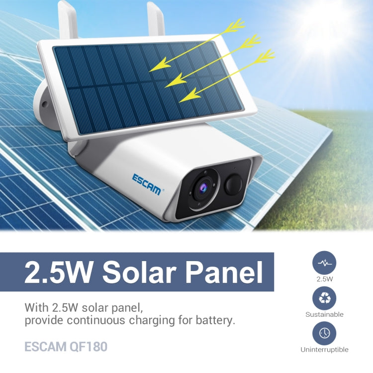 ESCAM QF180 H.265 3MP Solar Wifi IP Camera, Without Battery, QF180